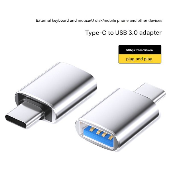 Typec til USB-interface - OTG-adapter - USB-konverter til mobiltelefon - USB 3.0-konverter Silver