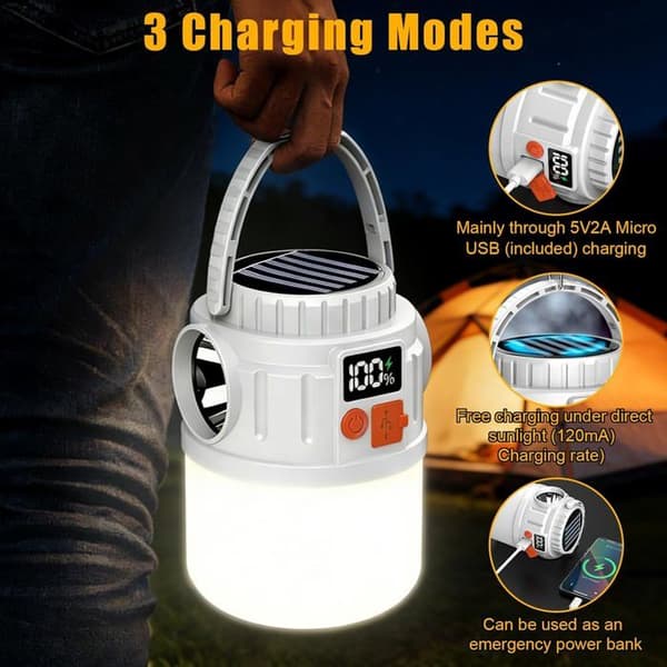Solar Campinglanterne, Genopladelig Solar Campinglampe til Udendørs Belysning