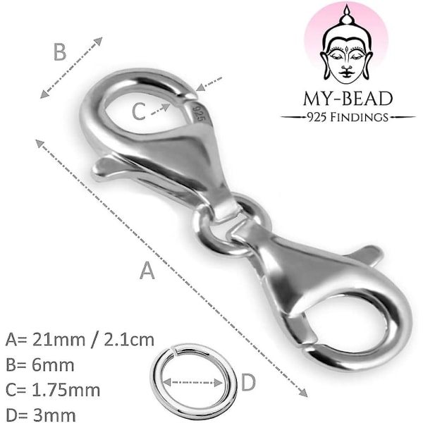 Dobbelt Base Lås Xs 19mm Massivt Sølv 925 Til Kæder Og Armbånd Kvalitet Af Diy Juvelerer