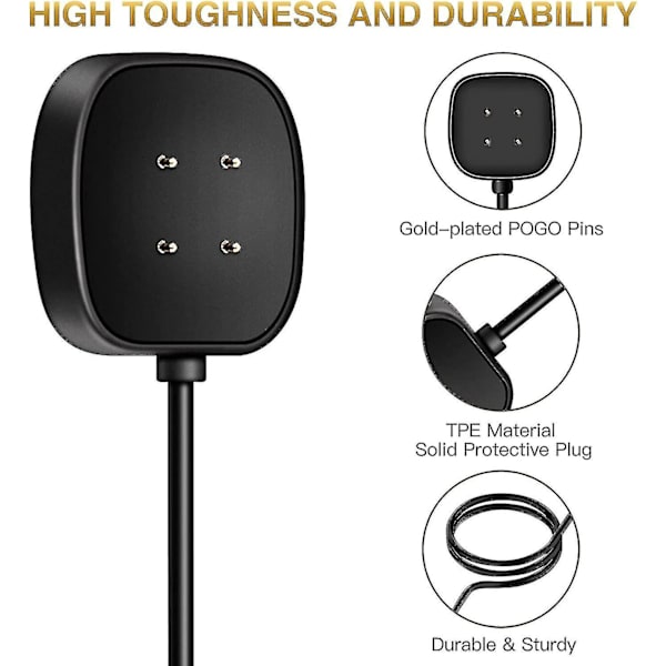 2 pakninger opladerkabel kompatibel med Fitbit Sense/fitbit Versa 3(1m/3.3ft) Versa3 100cm