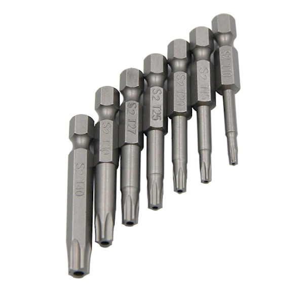 5-sakaraiset turvatähden Torx-ruuvimeisselin kärjet, sarja T10-t40, 2 tuuman pituus, 7 kpl