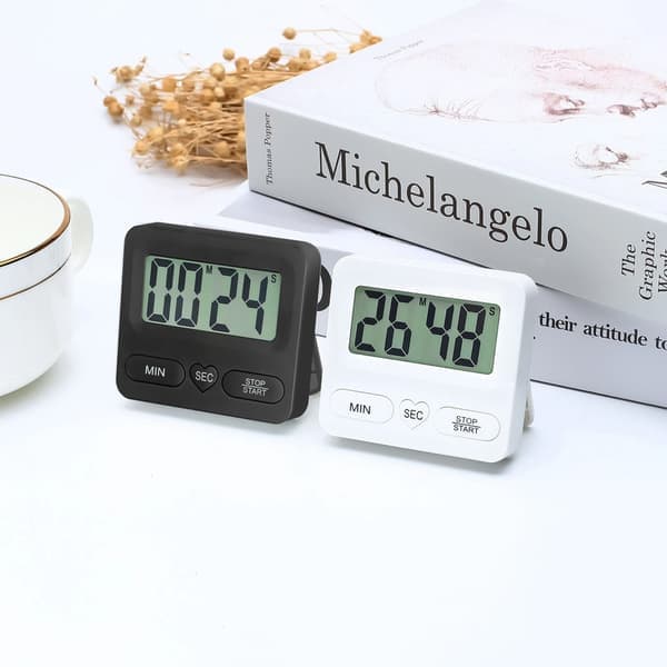 Køkken digital timer med stor skærm - multifunktionel med stopur og alarm sort black