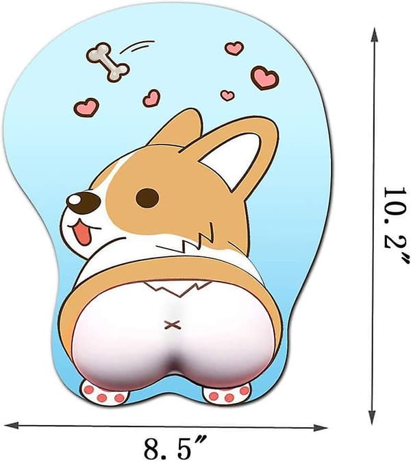 Anime Corgi Musematte med håndleddsstøtte Gel Ergonomisk Hund 3d Musematte for kontor PC bærbare datamaskiner (blå)