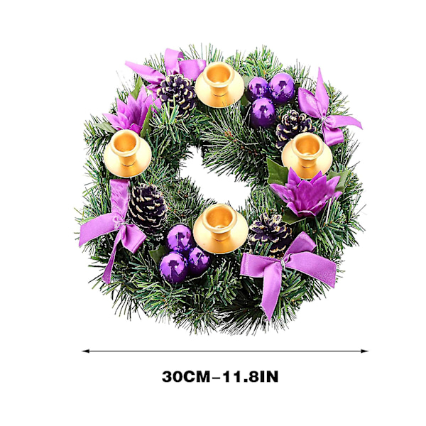 Julkrans, Lila Band Advent Ljusstake Julkrans Mittpunkt För Hem Kyrka B