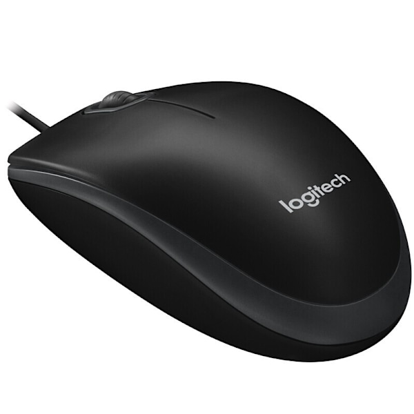 Logitech B100 Trådbunden USB-mus, 3 knappar, optisk spårning, ambidextrös PC/Mac/bärbar dator -