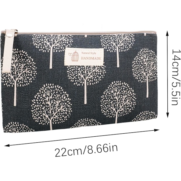 Canvas Kosmetisk Väska, 3 PCS Liten Sminkväska, Tryckt Sminkväska Påse Multifunktionell Resa Toalettväska med Dragkedja för Kvinnor och Flickor Gåvor