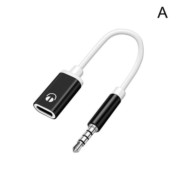 3,5 mm hann til Type-C hunn hodetelefonkonverter flat til rund analog lap Black
