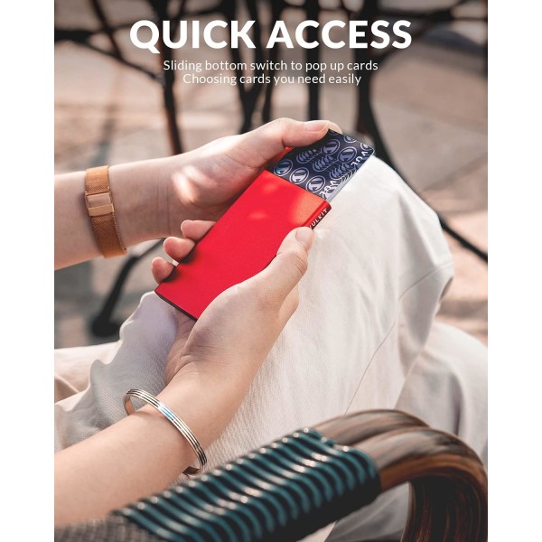 Kortpung til mænd Kreditkortholder RFID-blokerende pop-up-kortholder Damer Minimalistisk tegnebog Slank RFID-pung