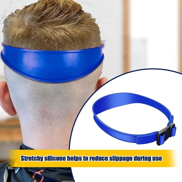 Halsudskæringsbarberingsskabelon og frisørguide, justerbart buet holdbart silikonehårbånd til DIY-hårklipning Tone og tilspidsningsguide til klip Blue