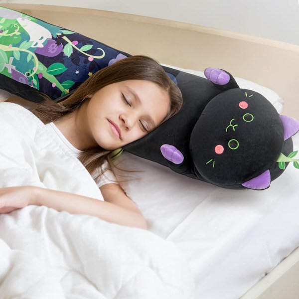 20 tommer lang djævel mynte katteplys puder fyldte dyr squishy puder - plys sød killing sovende kramme plys pude bløde legetøj til børn (sort) 20inch/50cm