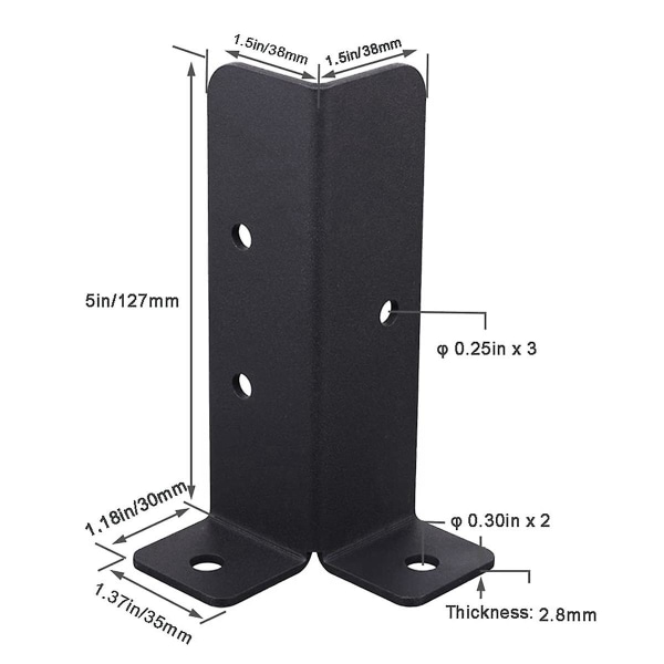 4 stk. Justerbare terrasse stolpeanker base beslag, Heavy Duty træ hegn stolpe base beslag kit til Pe