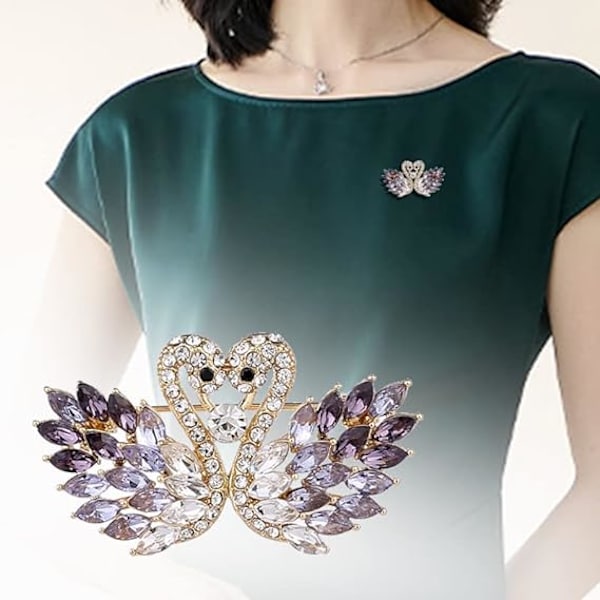 Kukka-nauha rintaneula, Vintage Elegantti ainutlaatuinen kristallirintaneula, Muotitimantti rintaneula, Pin Badges, Tarvikkeet, Timantti rintaneula(Keltainen joutsen)