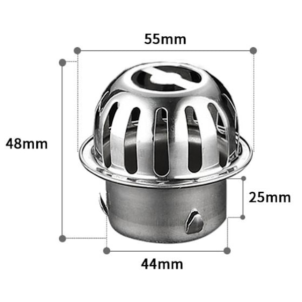 (Diameter : 50mm 304) Rustfrit Stål Tagrende Bladgitter - Tagrende Bladgitter - Bladopsamler Filter Til Tagrør, Blade, Mos 50cm