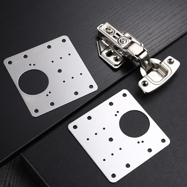 Møbelhængsel reparationsplade 9x9 cm rustfrit stål 2-pak 2-pack
