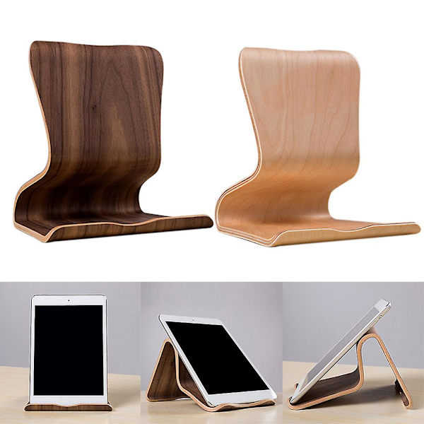 SAMDI Puinen Universaali Tablet PC Puhelin Teline iPad Samsung Tabille Walnut Wood*