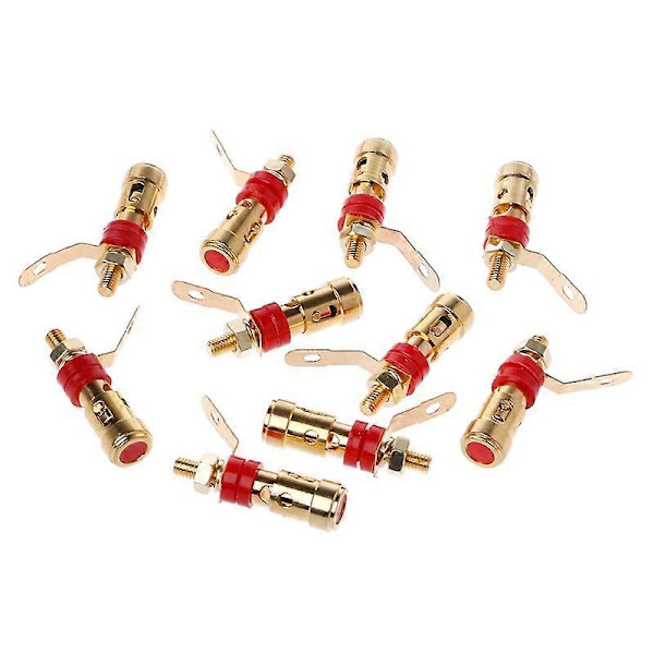 10 stk. messing højttaler bindepost fjederbelastet tryk subwoofer kurv terminal Red