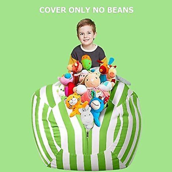 Udstoppede dyr Opbevaring Bean Bag Stoleovertræk til børn 24 inches Green lines