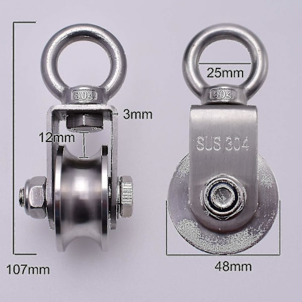 Lyftblock 500 kg med 2 lager, block för kabel, 48 mm block (hy)