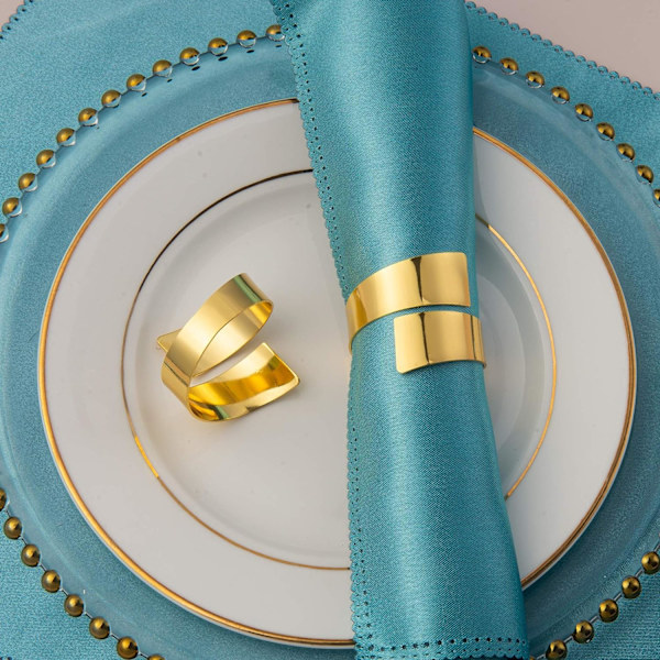 8 stk. Servietringe i Metal, Servietholdere i Guld, Servietringssæt til Jul, Bryllup, Fest, Banket, Middagsborde, Dekoration (Guld)