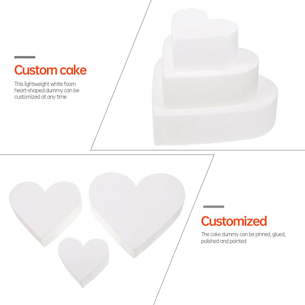 1 stk. Bryllupskage Stativ Styrofoam Dummy Dummy Kage Praksis Hjerte Styrofoam Kage Guld Kage Stativ Skum Kage Former