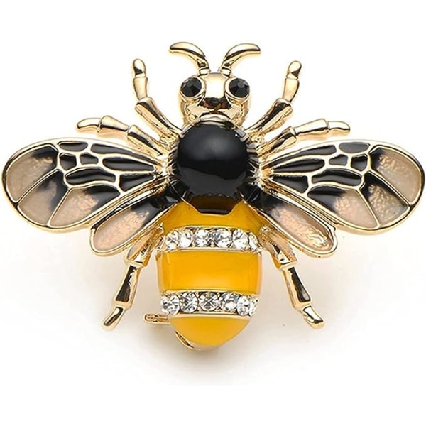 Honey Bee Gul Emalje Liten Søt Brosje Pin Gull Klar Krystall Utsøkt Emalje Bumblebee Brosje Pin med Crystal Rhinestones Nyttig