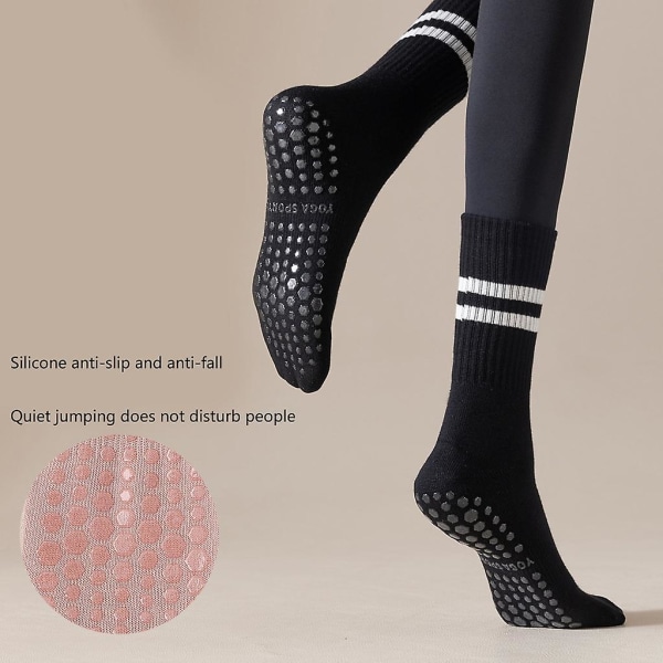 Pilates Sock Yoga Sock Grip Sock Sklisikre Yoga Sock Skid Sokker med grep One Size Dark Gray