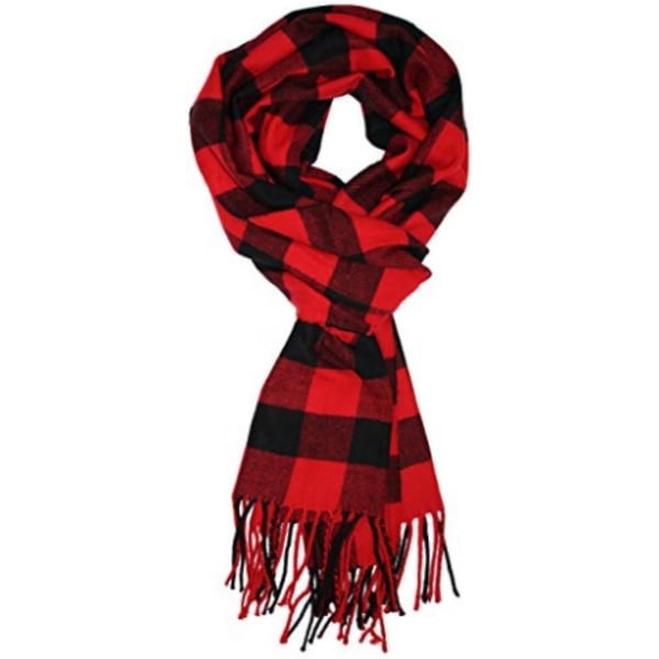 Herres Halstørklæder Klassisk Ankomst Vinter Ternet Halstørklæde Kvast Kant Blødt Varmt Halstørklæde (180*32cm) Black Red