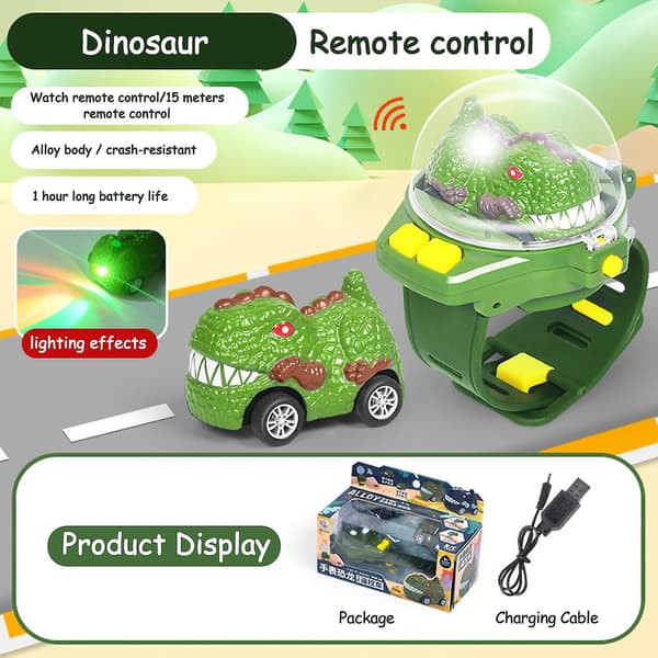 Fjernkontrollbil klokkeleker for 3-6 år gamle gutter jenter 2.4 Ghz Dinosaur Rc bil legering håndledd