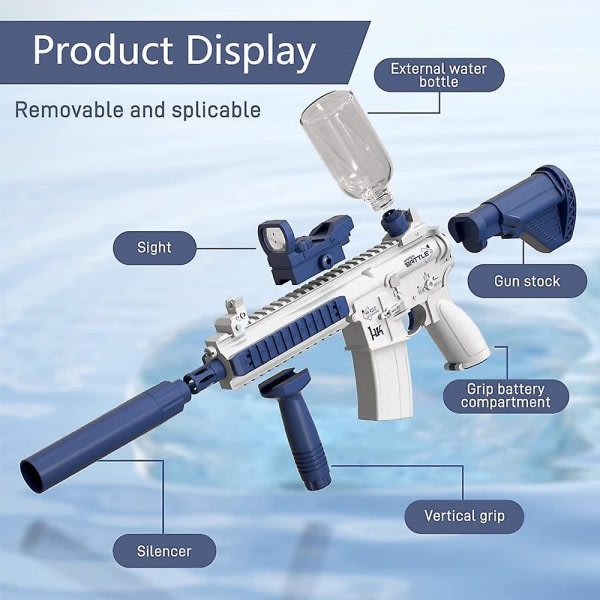 Elektrisk vattenpistol för vuxna Automatisk spruta vattenpistoler Blötläggare Spruta sommar Spruta Shooter Gun Toy Simbassäng Strand Vattenleksaker blue