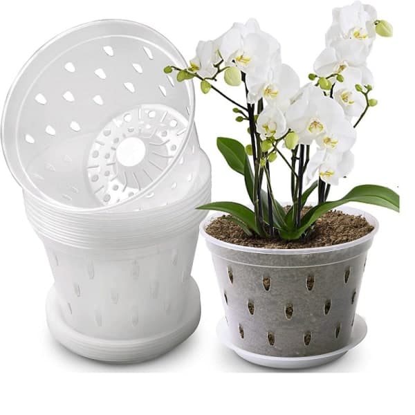 5 stk. 5 tommer plast orkidé blomsterpot transparent orkidé