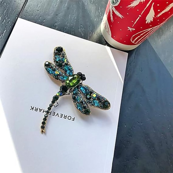 Dragonfly Brosje Pin med Imitert Krystall Charm Flygende Insekt Legering Brosje Pin