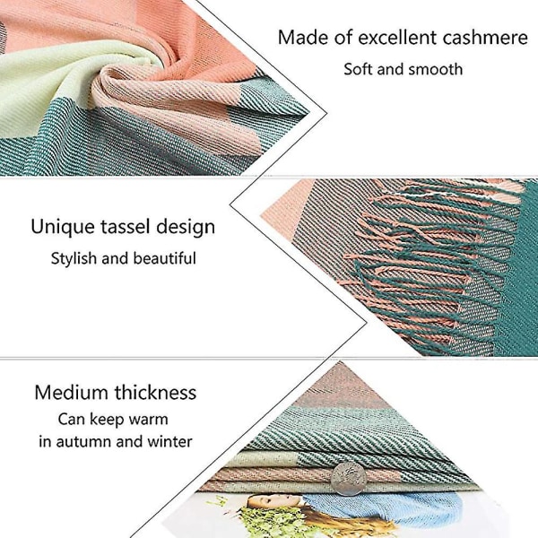 Naisten huivi - Ruudullinen ylisuuri talvihuivi Neliöhuivi Ruudullinen Tartan-raita Ruutukangas