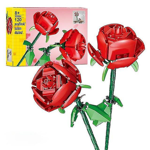 Fomantic Blomsterfugl Paradisbukett Rose Byggesteiner Leke Diy Potte Illustrasjon Ferie Kjærestegave 120 pcs Without box