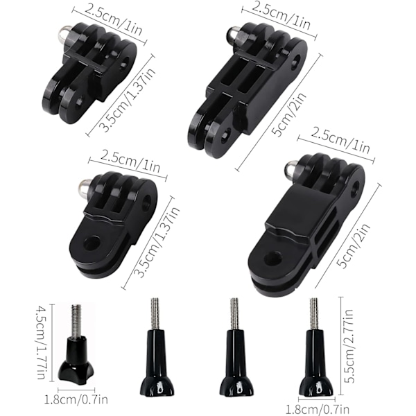 Justerbar forlengelsesarm kamera fastmontert leddfeste med kort og lang skrueforlengelsesarmfeste for GoPro Hero 10, 9,8, 7, 6, 5 og andre actionkameraer