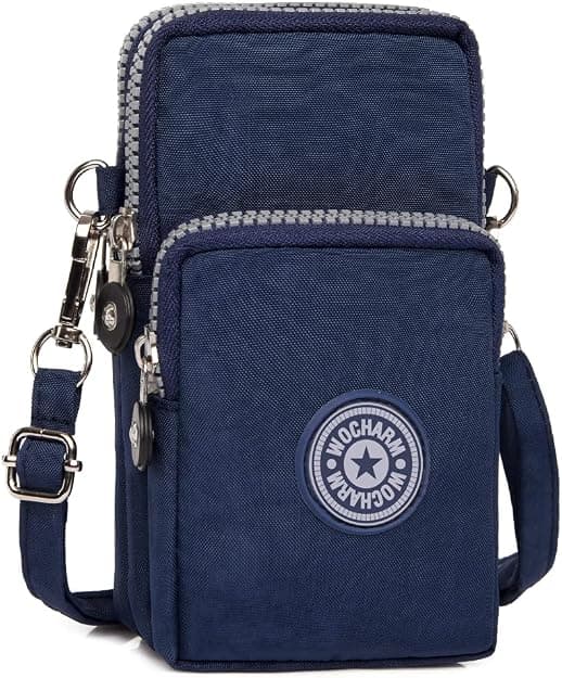 Dam flickor nylon design liten crossbody axelväska handledsväska handväskor (marinblå)