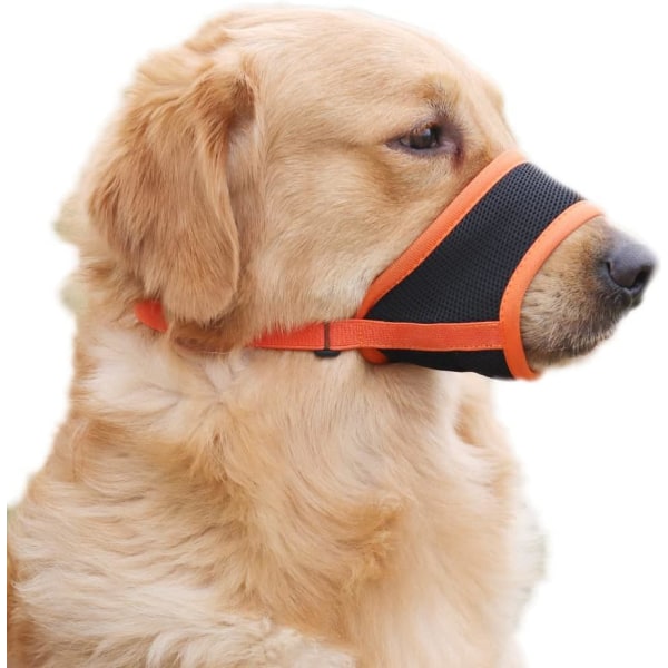 Soft Air Mesh-mundkurv til små/mellemstore/store hunde, justerbart, justerbart kæledyrsmundstykke, der kan drikkes i 5 størrelser (orange, S)
