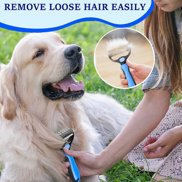Pet Grooming Tool Dog Brush - Dobbel Dematting Kam - Undercoat Rake Deshedding Tool, For Lang Håret Katt Hund Floker Fjerning