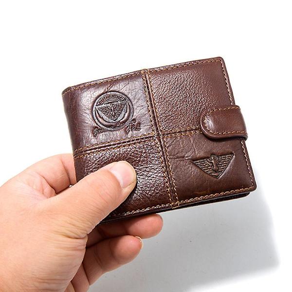 Plånböcker Herr Läder Rfid Blocking Slim Plånbok Med 10 Kreditkort, 2 Sedlar Fack, Id-Fönster & Myntficka Minimalistisk Plånbok-Brun