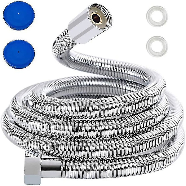 3m brusehoved, rustfrit brusehoved i rustfrit stål, ekstra lang brusehoved med skiver, krom
