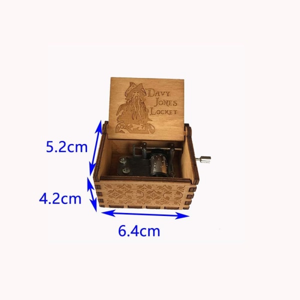 Wooden Music Box - Håndsving Musical Box, en række forskellige stilarter Håndgraveret træmusikbox (Pirates of the Caribbean（træfarve）)