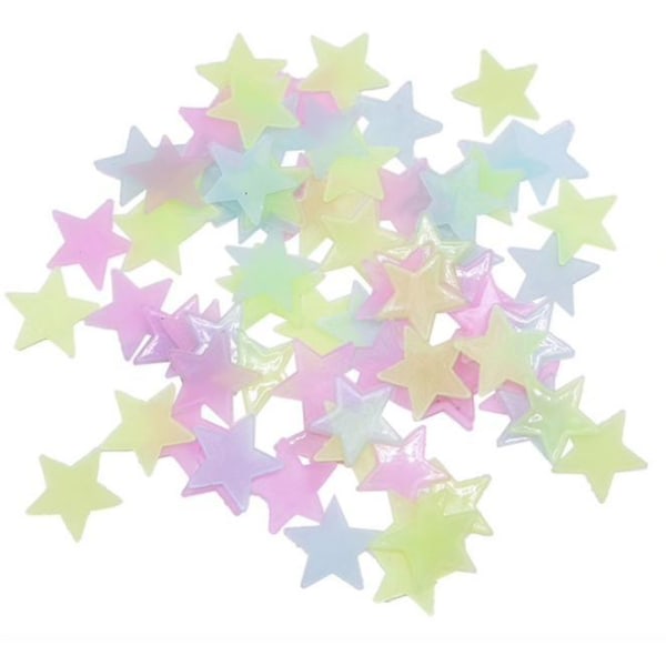 100 lysende stjerner, loft-/vægdekorationer i flere farver