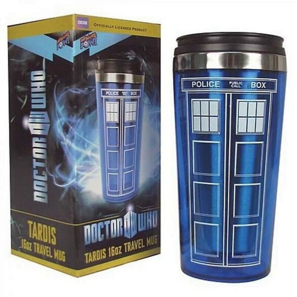 Doctor Who Travel Coffee Mug - Tardis Isolated Tumbler Cup 16oz flaska