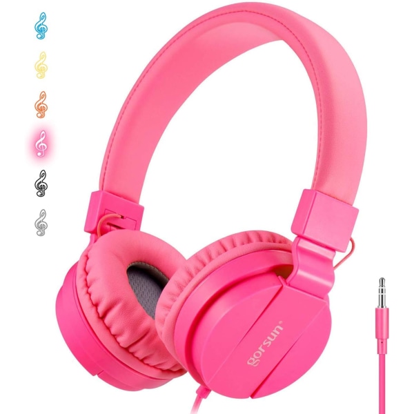 Foldbar Hovedtelefon, On-Ear Audio Justerbar Letvægts Hovedtelefon til Mobiltelefoner Smartphones Iphone Bærbar Computer Mp3/4 Øretelefoner (Pink)