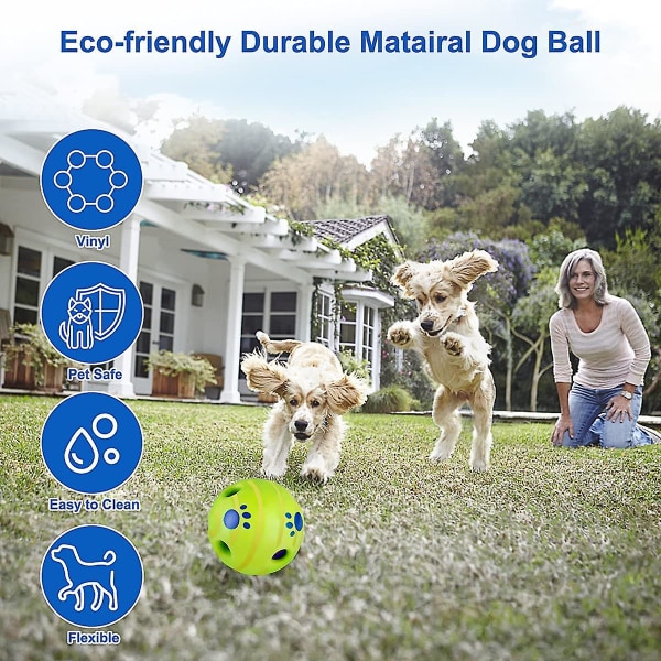 Giggle Ball Interaktiv Hundboll För Stora Hundar Wobble Wag Ball 5.5\" Hundleksaker Oförstörbara Roliga Pipbollar För Uttråkningsträning Tandborstning