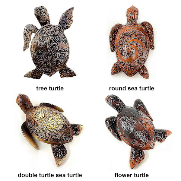 Hawaiianska Sköldpaddor Handgjord Staty Djur Resin Trädgårdsdekorationer Träsnideri Dekor Double Turtle Sea Turtle