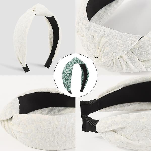 1 stk Knutede Hodebånd for Kvinner, Elegant Dame Hårbånd Svart+hvit White*green