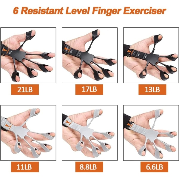 Fingerförstärkare Handgreppsförstärkare, 2st 6 Handtränare med motståndskraftig nivå Gitarrgrepp, Underarmstränare med hållbart grepp i silikon