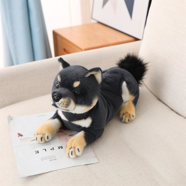 20/35cm Søde Shiba Inu Hund Plys Legetøj Sød Siddende Liggende Hvalpe Dukker Fyldte Bløde Dyr Legetøj Børn Baby Fødselsdagsgaver 20cm lying black
