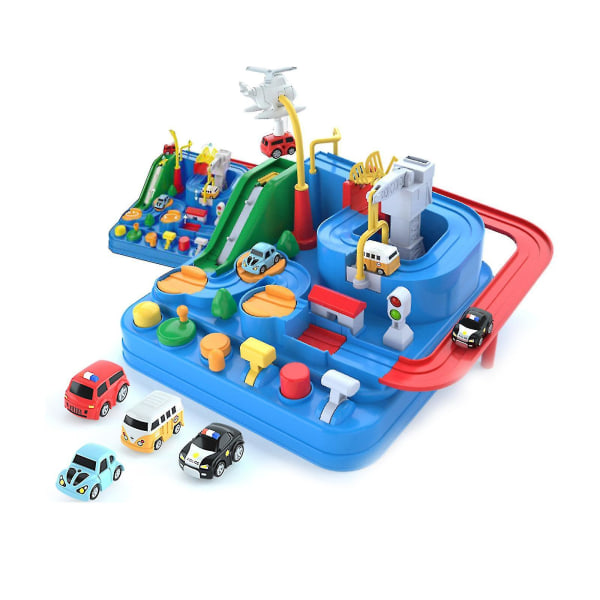 Tog legetøjsbil eventyr hjernespil med 4 biler gå gennem gaver til børn drenge piger pædagogisk legetøj-xinhan blue