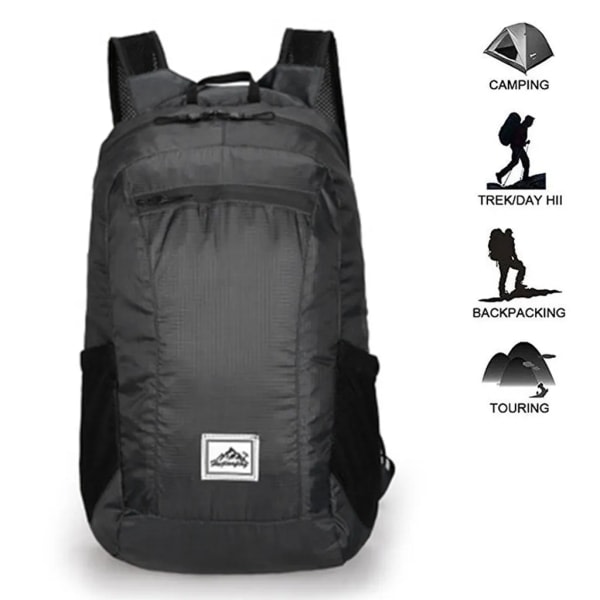 Folding waterproof hiking backpack black black